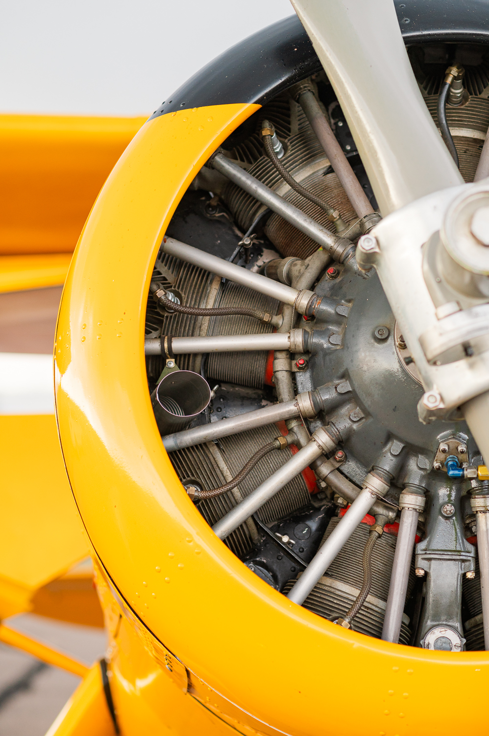 Close up of the front propeller of an airplane.